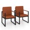 PU Leather Accent Chairs Set of 2 Padded Seats Metal Frame Modern Design